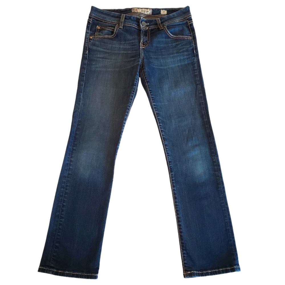 BKE Jeans Women's Jeans Addison Straight Low Rise Stretch Med Blue Denim 30x28